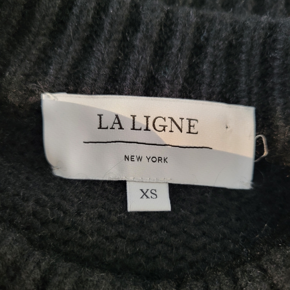 La Ligne New York Mini Marin Cropped Stripe Wool Cashmere Sweater Black XS - Picture 12 of 13